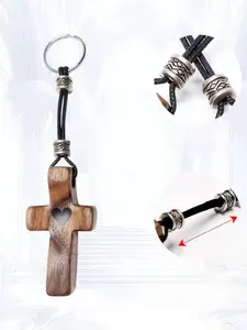 Hand-Held Solid Wood Cross American Walnut Handle Church Easter Thumb Cross