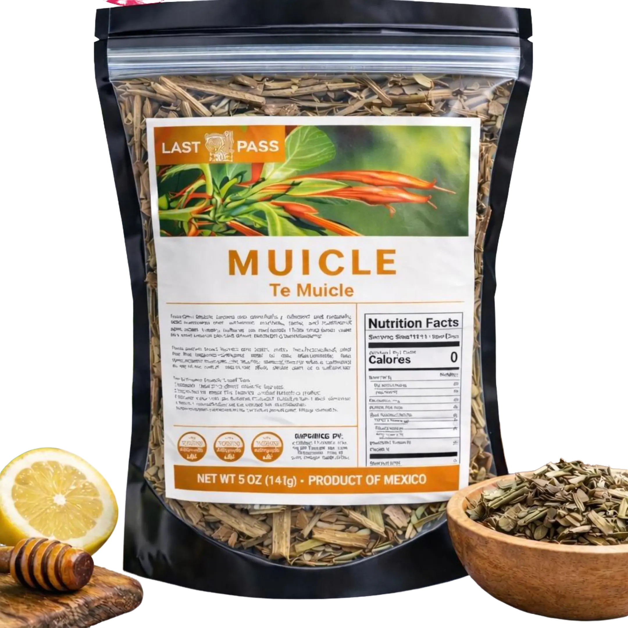 Organic Muicle Herbal Tea - 5 oz (141g) 100% Natural Mexican Honeysuckle Loose Leaf Herbal Drink, Caffeine-Free, No Added Sugar, Vegan, Farm-Grown Traditional Beverage