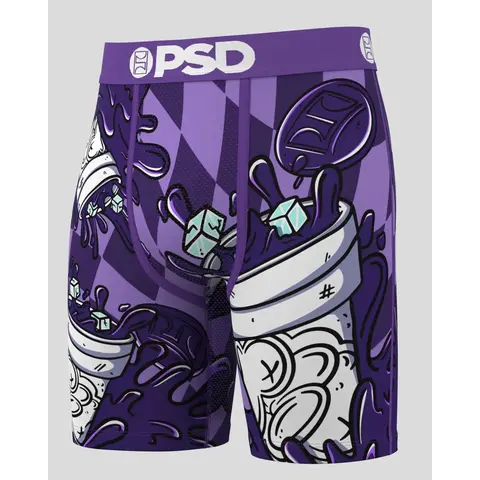 PSD Mens Purp Drank Boxer Brief - Standard Length 7 Inch Inseam, Soft and Breathable Poly Blend Fabric