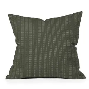 26"x26" Deny Designs Little Arrow Design Co Vert Triple Dash Olive Square Outdoor Throw Pillow Green