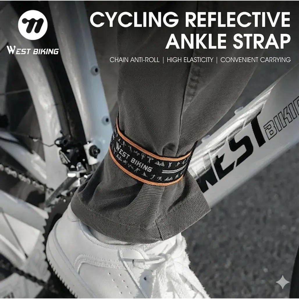 WEST BIKING Reflective Cuffs Strap Bicycle Pants Belt Bike Tie Rope  Non-slip Adjustable Strapping Cycling Equipement Convenient Carrying High Elasticity