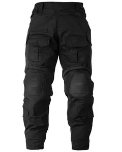 Men's Outdoor Ripstop Camo Cargo Pants with Knee Pads – Waterproof Hiking Pants, 10 Pockets (No Belt)