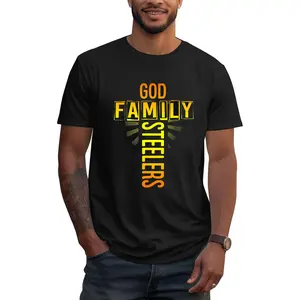 100% Cotton God Family Steeler Shirt Father's Day Gift Tee T-Shirt