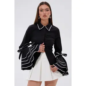 BUSINESS RUFFLE SLEEVE BUTTON DOWN