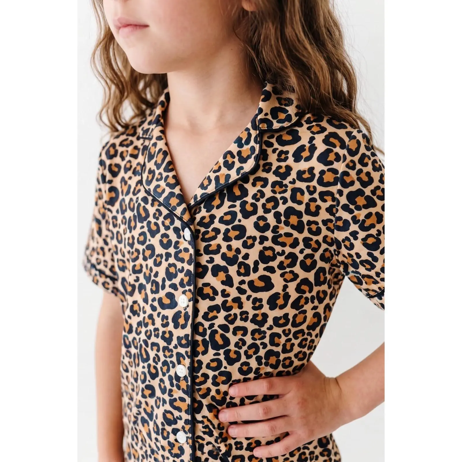 Kiara Classic Girls' Pyjama Set - Pajama Chic Loungewear Pajama, Button Down Short Sleeve Tops Kids' Sleepwear