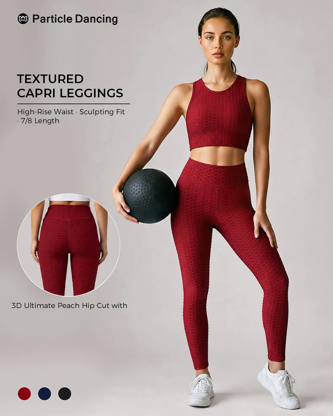 Women’s Honeycomb Texture High-Waisted 7/8 Leggings - Soft Stretch, Sculpting Fit Ankle-Length Sports Bottoms for Yoga, Gym, Everyday Activewear