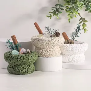 Crystal Aroma Stone Diffuser - Elegant Home Decor, Relaxation Gift | Essential Oil Diffuser for Aromatherapy, Personalized Mothers Day Gift Light Nature with 3 Large & 3 Small Crystals, Mushroom-Shaped Cup, Handcrafted Cement Base