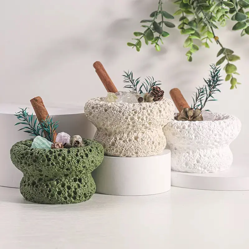 Crystal Aroma Stone Diffuser - Elegant Home Decor, Relaxation Gift | Essential Oil Diffuser for Aromatherapy, Personalized Mothers Day Gift Light Nature with 3 Large & 3 Small Crystals, Mushroom-Shaped Cup, Handcrafted Cement Base