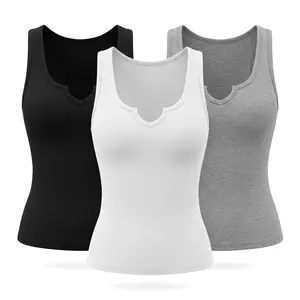 Women's Basic Solid Notched Neck Ribbed Tank Top,  Comfy Cami,  Minimalist Slim Fit Sleeveless Top  Daily Wear, Ladies Clothes  All Seasons casual for