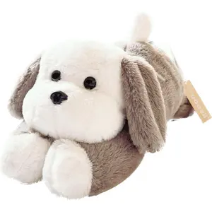 16"| 3 Pounds Grey Dog Weighted Stuffed Animals with Unscented Microwavable Heating Pad, Cute Coolable Heatable Weighted Plush Warm Gift for & Adults