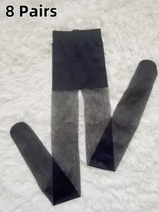 Women's Summer Thin Nylon Stockings, 8 Pairs Seamless Pantyhose, Breathable Plus Size Available, Casual All Seasons