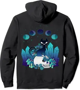 Cute Witchy Black Cat Crystal Alchemy Kawaii Pastel Goth Pullover Hoodie - Keithhodges Shop 41B0BD99148Y