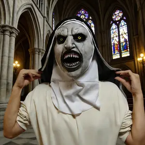 Horror Scary The Nun Latex Mask With Turban Valak Cosplay Halloween Costume Face Masques Prank Prop Headgear Christmas Gifts