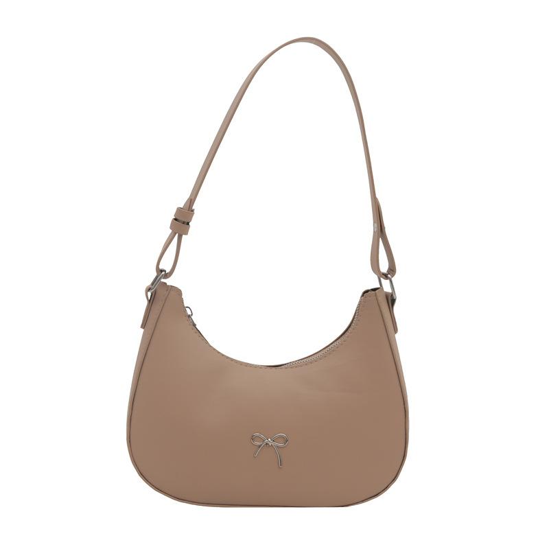 Shoulder Bag for Women, Hobo Handbags Trendy Y2K Purses Patent Leather Clutch Bag Cute Bow Purse  crescent  bag brown  purse