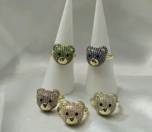 Elegant Bear Ring Gold Plated Available in 5 Different Colors for Stylish Accessory from size 6-10 Versatile Choice for Any Occasion