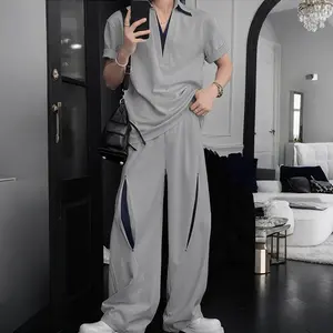 INCERUN Men's Athleisure Sporty 2 Piece Set Weekend Travel Casual V-Neck Tracksuit INCERUN Men's Athleisure Sporty 2 Piece Set Weekend Travel Casual V-Neck Tracksuit