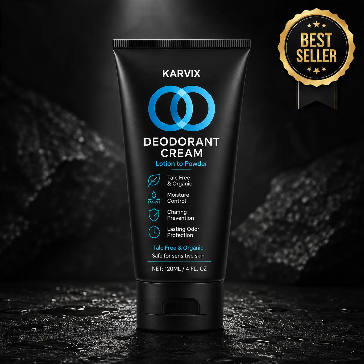 Men's Deodorant Cream Lotion to Powder for Private Parts Moisture Control Odor Protection Chafing Prevention Talc Free Quick Dry Body Care 120ML