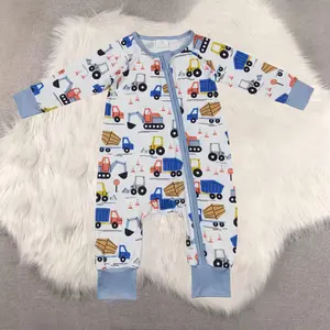 Boy Long Sleeves Baby Zipper Romper Construction Theme Outfit for Children Clothes Cute Toddlers Clean Little Baby Outfits Kids Fashion Clothing winter boy clothing