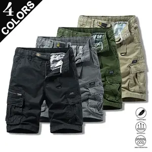 Clean Gent Men’s Loose Cargo Shorts with flap pockets, casual breathable cotton shorts with elastic waistband, suitable for everyday outdoor wear, stylish minimalist design, machine washable