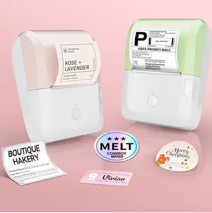 Thermal label printer-2 Inch Mini Label Sticker Printer Came with One Roll White Label(2'' x1.18'')，Multiple Templates for Creative DIY, Small Business,Office,Home,School，App Editing,BPA-Free Thermal Label