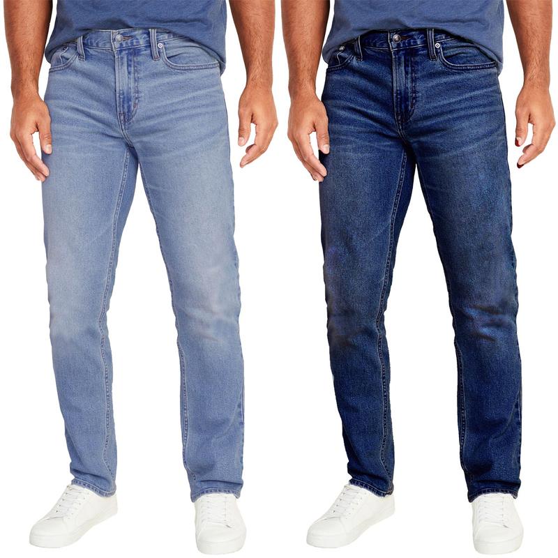 Men's 2 Pack Flex Stretch Slim Straight Jeans with 5 Pocket (Sizes, 30-42)