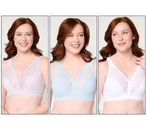 Breezies Soft Support Lace Wirefree Unlined Bra Set of 3