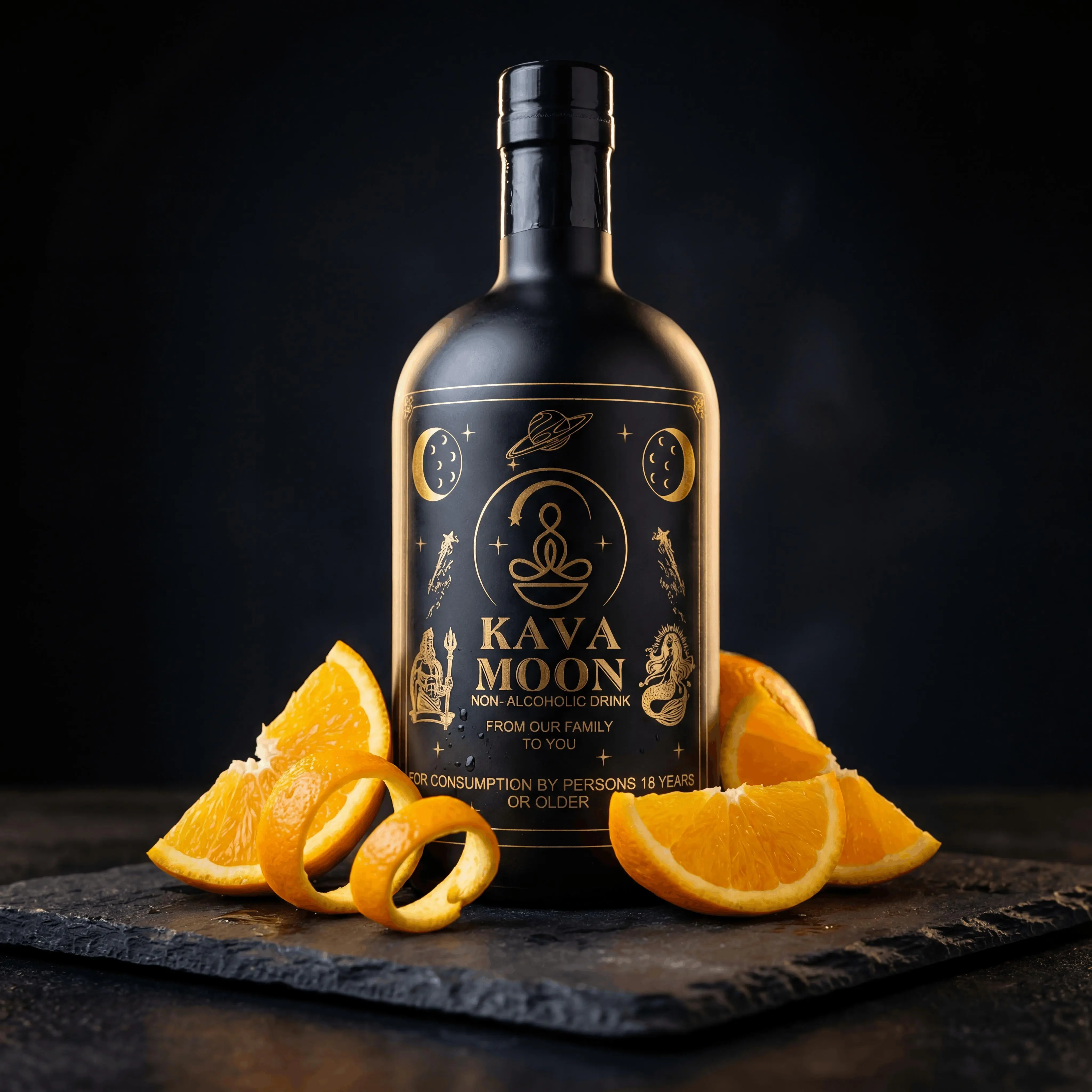 Kava Moon Signature Citrus Non-Alcoholic Noble Beverage - Kava Extract, Citrus Zest, Orange Juice Finish, 750mL Glass Bottle, Ambient, Safe for Adults Herbal Juice Drink