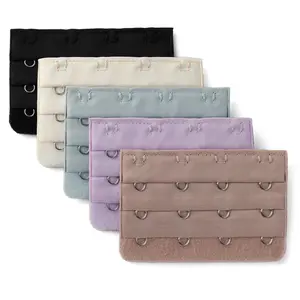 INSPIRE CHIC 5pcs Women's Rosybrown Bra Strap Extension 3 Rows 4 Hooks Underwear Buckle
