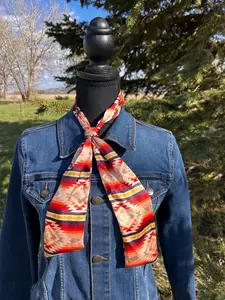 Western Skinny Scarf Satin Cowgirl Neck Tie Silky Wildrag Aztec Print Bandana Red Southwestern Accessory Rodeo Outfit Country Concert Hair