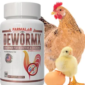FARMALAB USA DewormX Natural Dewormer for Poultry 100 Tabs No Egg Withdrawal Needed Vitamin Supplement for Roosters & Chickens