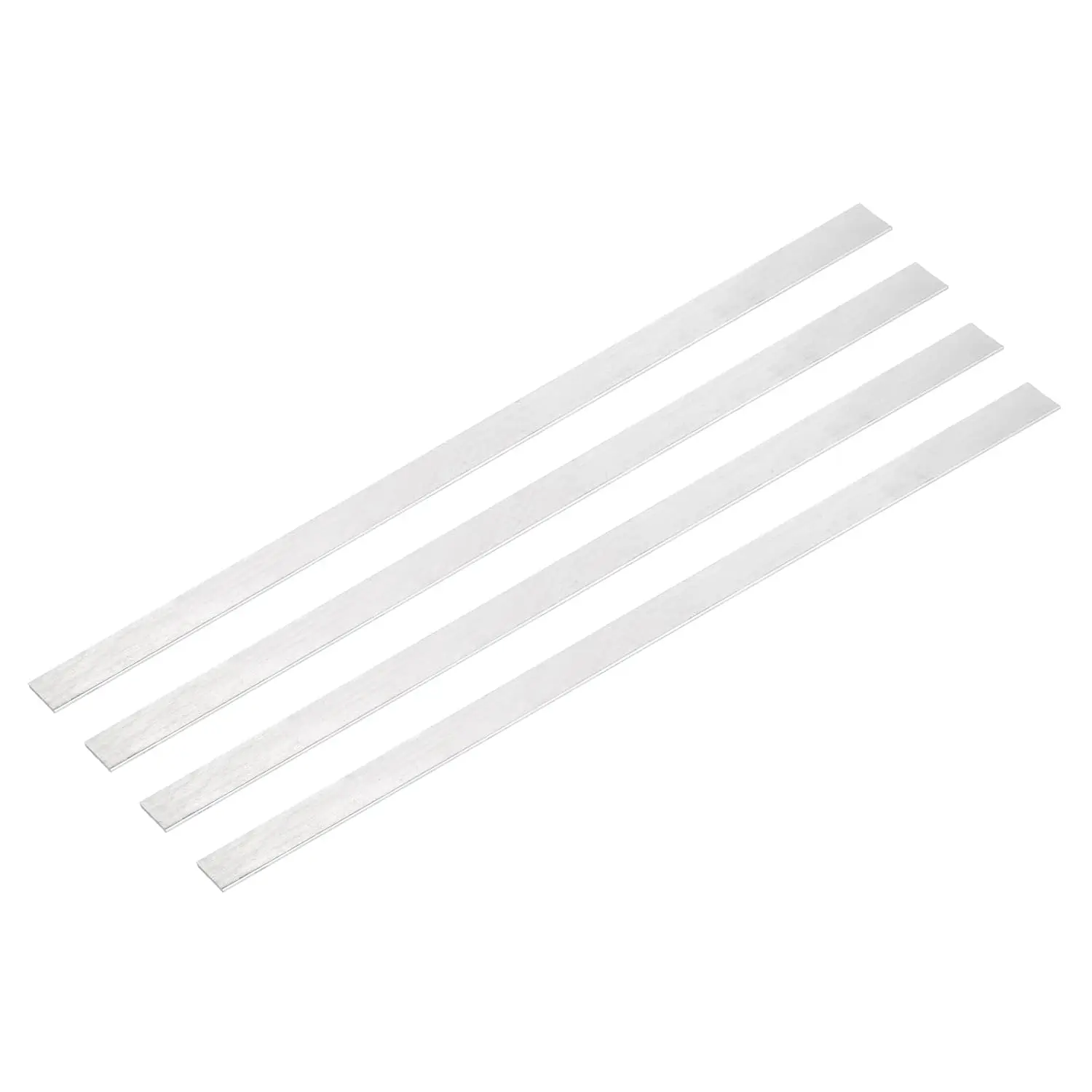 4 Pcs Square Aluminum Flat Bar, 1/16" (1.5mm) Thick 9/16" (15mm) Width 12" (305mm) Long 6061 Aluminum Flat Plate Solid New Mill Stock Silver for Industrial Building
