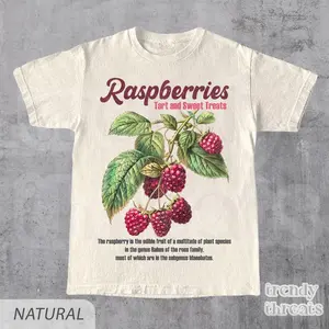 Retro Raspberries Commercial Graphic Shirt, Vintage Raspberry T-Shirt, Unisex Cotton Tee, y2k Style T Shirt, Cool Gift For Him & Her