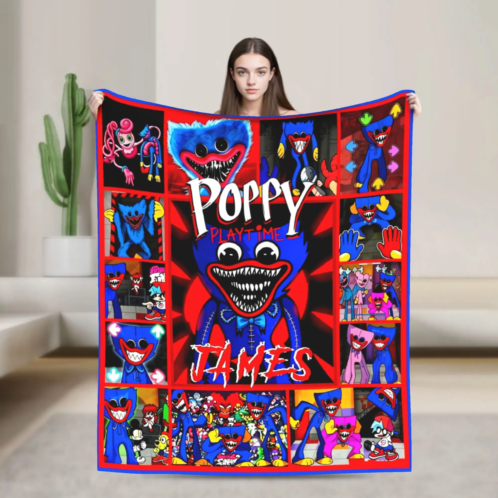 Halloween Anime Gifts Blanket Poppy Playtime Blankets Warm for Sofa Bed Girls Boys Air Conditioning Blanket Lightweight Warm Bedding & Sofa Decor Multiple Sizes,cartoon,,circus,cheetah,print,,capybara
