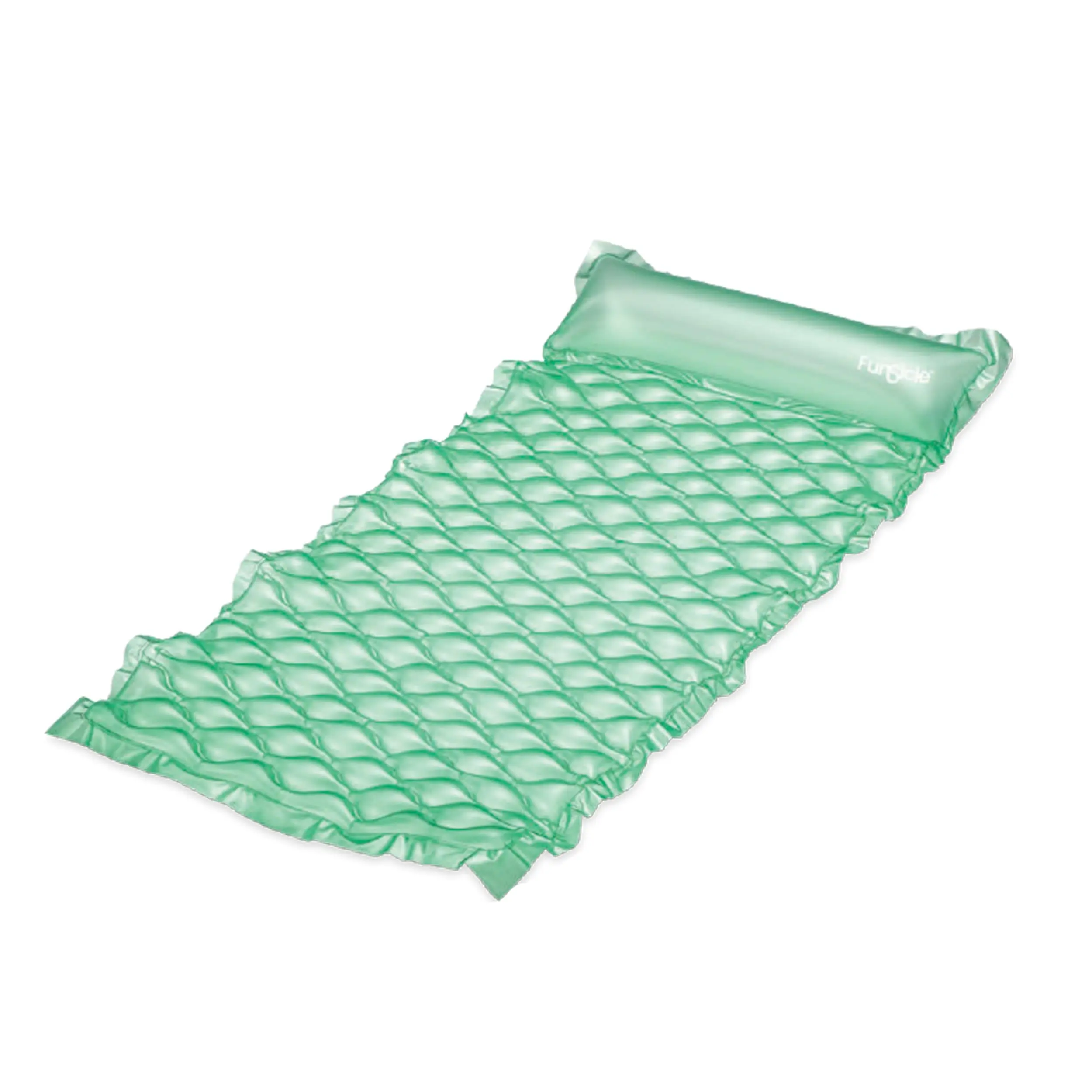 Maccabi Art Comfy Mat Inflatable Pool Float Lounge, 69 x 31.5 In Quilted Soft Surface Air Mattress, DuraSeam Leak-Resistant PVC Raft with Easy Grip, AirFlate Tool & Repair Patch, Fresh Mint