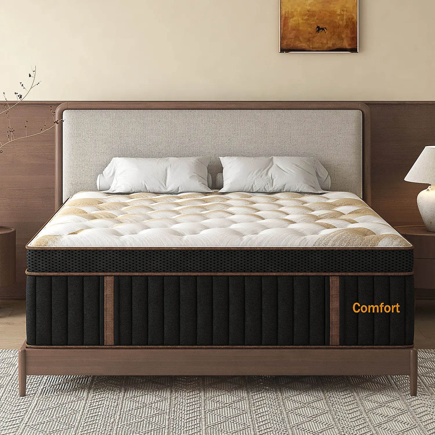 12" 14" Twin Full Queen King Mattress, Memory Foam Boxed with Pocket Spring Medium Firm Feel ,ergonomic design, CertiPUR-US,fiberglass-free, high-quality edge support, gel memory foam infused