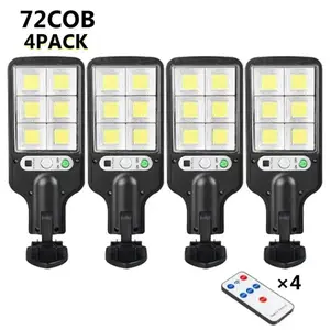 4-Pack Solar Street Lights - 6000 Lumens 120 LED Motion Sensor Security Solar Flood Lights Outdoor Wall Lamp with 3 Lighting Modes for Front Door, Garden, Yard, Garage, Path