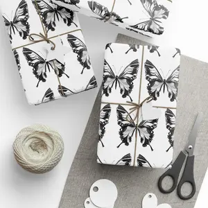 Elegant Monochrome Butterfly Wrapping Paper for Sophisticated Gifts