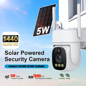 WIFI LTE solar-powered cellular outdoor wireless security camera, 360 °   All-weather recording, 10-second pre-recording, suitable for home security, 2K ColorX night vision, intelligent detection, large-capacity battery and 5W