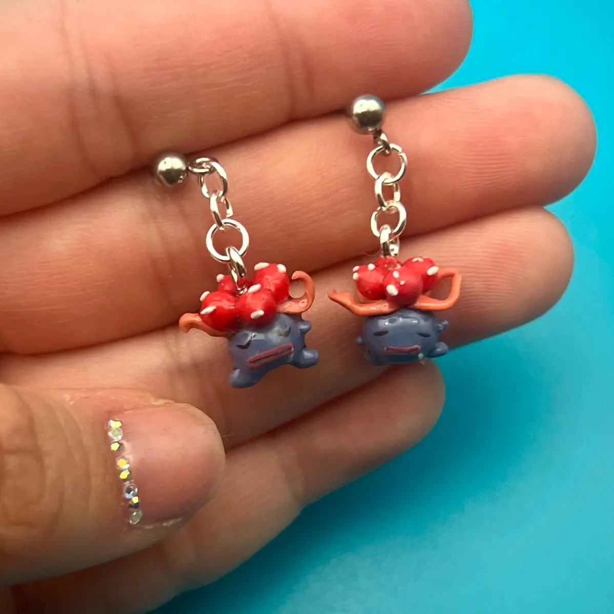 Miniature Pokémon Gloom inspired earrings