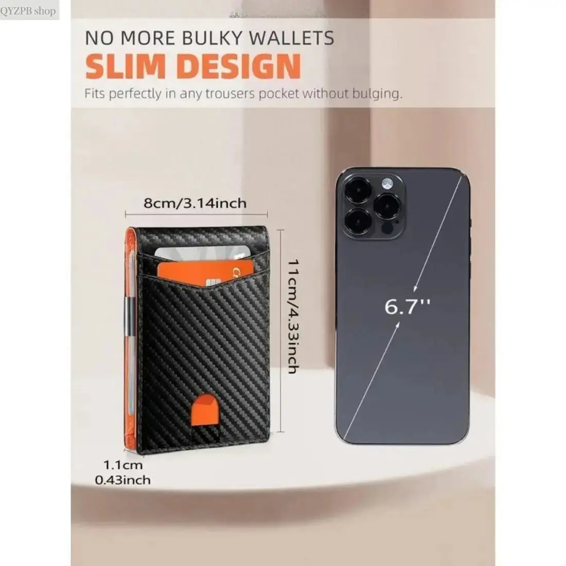 Men’s Slim Carbon Fiber Wallet - Durable Bifold with Money Clip, RFID Shielded Front Pocket Credit Card Holder, Ultra-Thin Lightweight EDC Everyday Carry, Business Style Wallet, Travel Accessory, Gift for Men, Durable Bifold Wallet