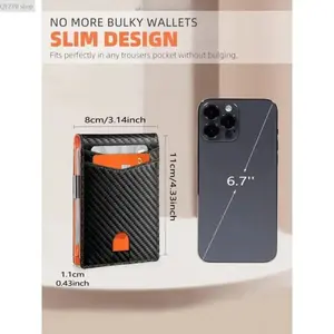 Men’s Slim Carbon Fiber Wallet – Minimalist Bifold with Money Clip, RFID Blocking Front Pocket Credit Card Holder, Ultra-Thin Lightweight EDC Everyday Carry, Travel Business, Secure Anti-Theft Card Holder, Gift for Men