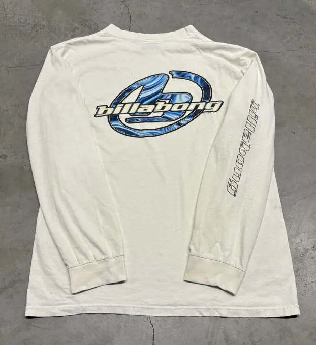 Vintage 90s Billabong Long Sleeve T Shirt Surf Skate, Billabong Men's White and Blue
