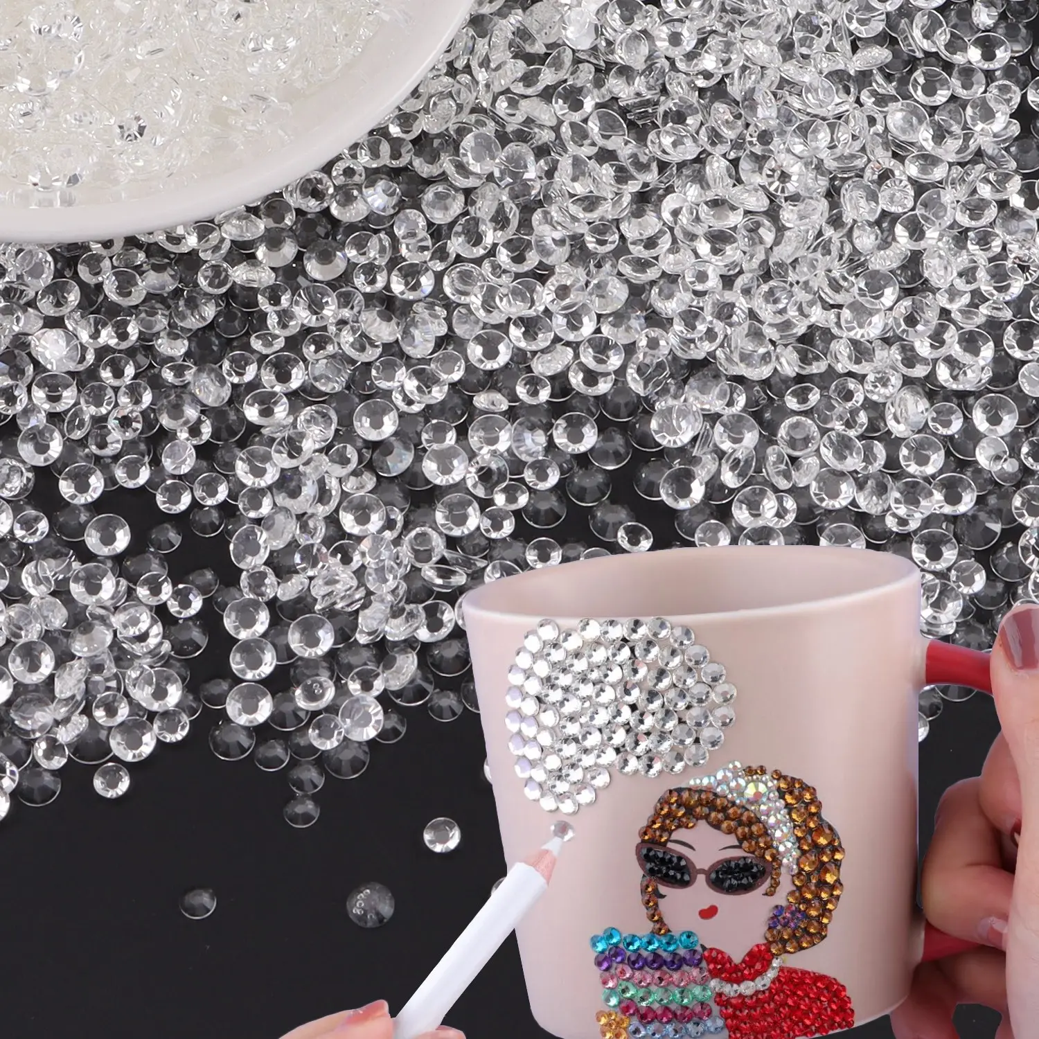 1500PCS Clear Resin Glitter Rhinestones Flat Back 3mm 4mm 5mm Multi Size for DIY Crafts Nail Art Supplies Clothing Cup Decoration Accessories