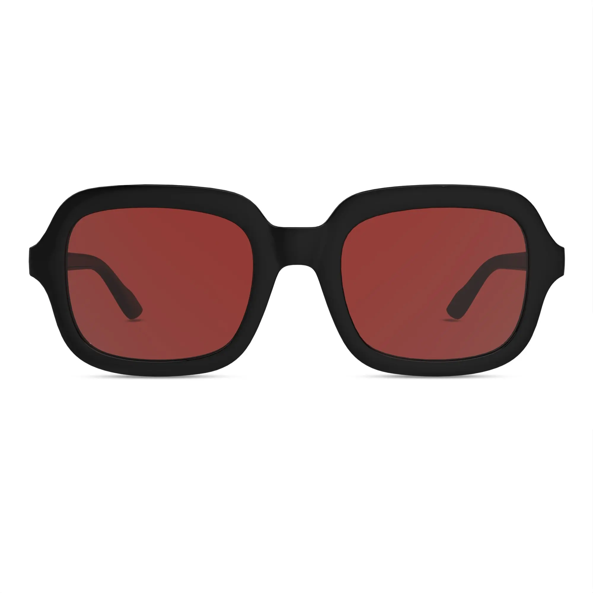 Pela Montenegro Squares Sunglasses in Black with Red Lens