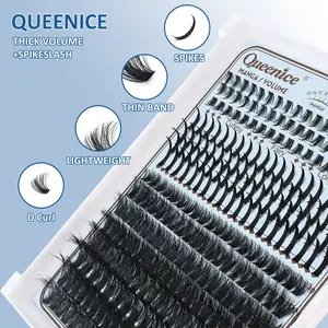 Spiked Effect Eyelash Clusters Set, D Curl Lash Extension Kit (10-18mm Mixed Length), Dense Natural Look, Soft Fluffy Dramatic Effect