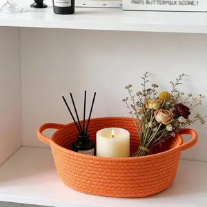 Cute Woven Easter Basket with Handle, 12x8x5 Inch Empty Gift Basket, Drawing Baby Shower Gift Basket, Decorative Storage Box