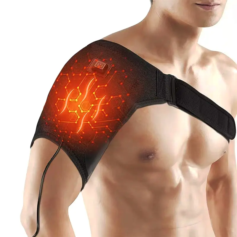 uni Adjustable Polyester Heating Shoulder Pad for Pain & Stress Relief, USB Rechargeable Brace with Mugwort Therapy & Temperature Control, Heating Shoulder Pads (Batteries Not Included), Fabric