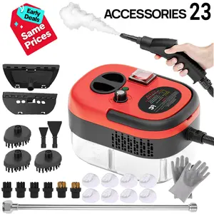 containing 23 accessories Handheld Steam Cleaner for Home & Car, Multi-Steam Settings with 15s Fast Heat-Up, 250°F Deep Cleaning for Kitchen/Bathroom/Floors  2500W  Chemical-Free Handheld 1.2L Large Water Tank Home Cleaning