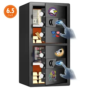 6.5 Cu Ft Large Family Safe, Double-door Safe, Equipped With Deposit Slot, Fingerprint Encryption Function, Metal Storage Space, Soft Lining, Backlit Keyboard And Dual Alarm System, Suitable For Offices And Living Rooms.