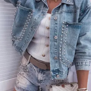 Jaylee denim studded jacket